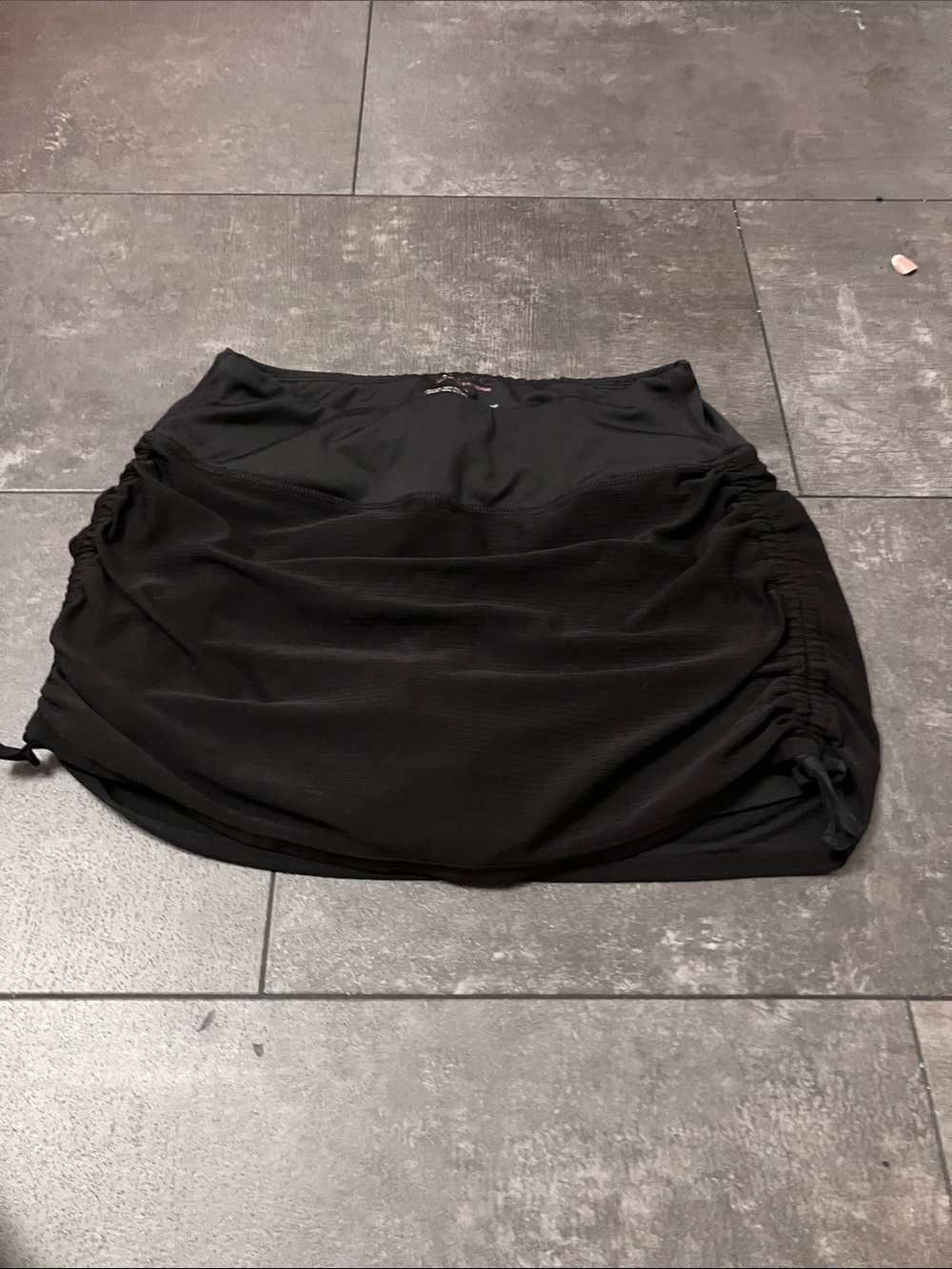 Black Drawstring Ruched Women's Skirt